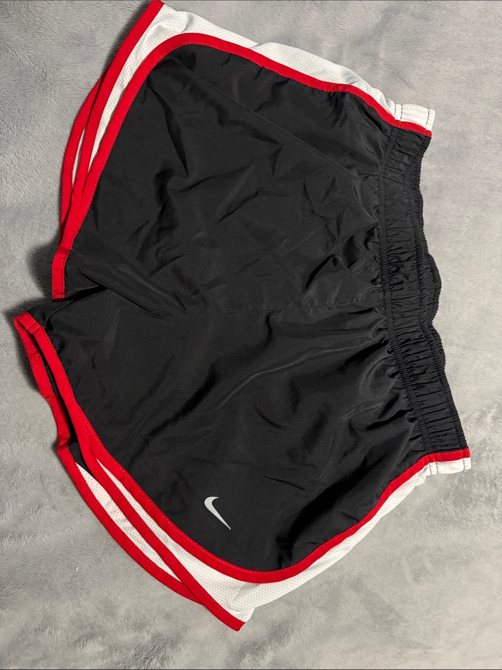 Nike Black Tempo Running Shorts with Red & White Accents